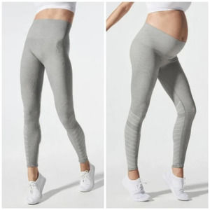 Blanqi Maternity SportSupport Leggings Size Small Gray Striped Postpartum